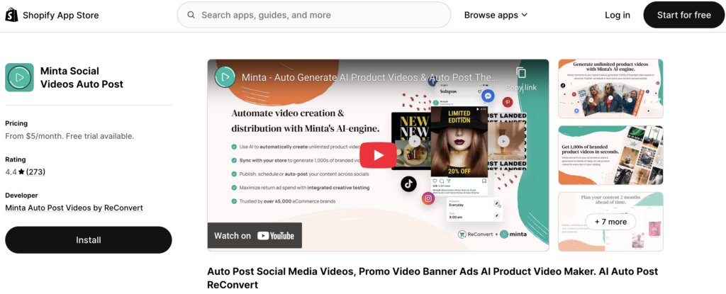 Minta shopify app